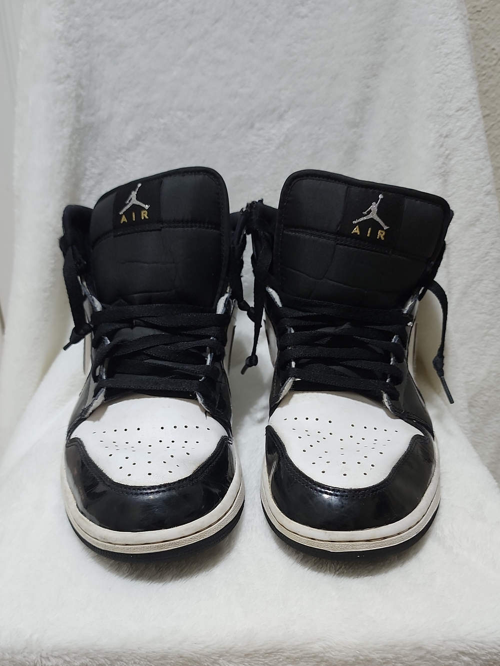 Men's Nike Air Jordan 1 Mid Black White Metallic Silver 10.5